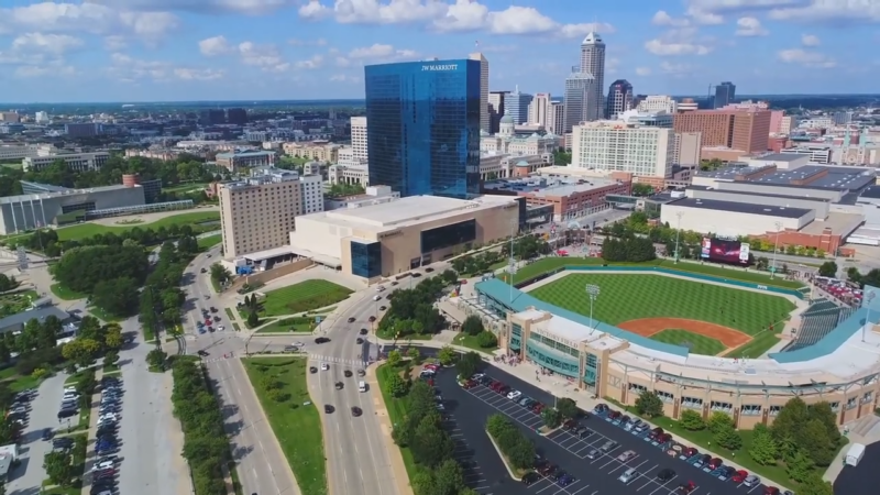 Aerial View of Downtown Evansville, Indiana