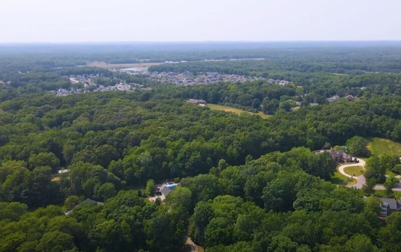 Granger area in Indiana surrounded by trees