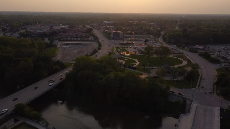 Aerial View of Downtown Noblesville, Indiana